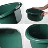Collage of four close-up images of a green plastic basin. Podgląd zdjęcia produktu