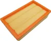 A rectangular air filter with orange edges and a pleated yellow filter material. Produktbild-Vorschau