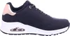 A side view of a black Skechers sneaker with a white sole and rose gold accents. Náhled obrázku produktu