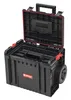 A black tool box with red accents and wheels, shown with the lid open. Náhled obrázku produktu