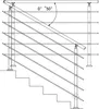 Diagram showing a staircase railing with adjustable angles. Produktbild-Vorschau