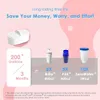 A collage advertising a water filter jug, comparing its filter life to other brands. It highlights 'Long lasting filter life' and 'Save Your Money, Worry, and Effort'. Podgląd zdjęcia produktu