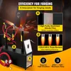 A promotional image for a gas forge, highlighting its features and efficiency for metalworking. Produktbild-Vorschau