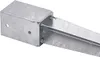 A close-up view of a galvanized steel post anchor, also known as a ground sleeve or ground spike, designed for securing wooden posts. Produktbild-Vorschau