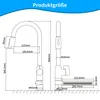 A technical drawing of a kitchen faucet with dimensions and measurements. Produktbild-Vorschau