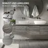 A bathroom vanity with two sinks and a large mirror, showcasing the flooring. Podgląd zdjęcia produktu