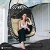 Fauteuil suspendu Dimono avec structure en polyrotin beige, Voir les images du produit 4