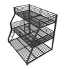 A three-tier metal bunk bed with a ladder, shown from a slightly elevated side angle against a white background. Podgląd zdjęcia produktu