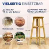 Collage of images showing bar stools in different settings, with text highlighting versatility and dimensions. Anteprima dell’immagine prodotto