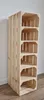 A tall, narrow shelving unit made of wooden crates. Produktbild-Vorschau