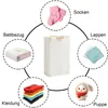 A diagram showing a laundry basket in the center, surrounded by images of various items that can be stored in it, with German labels. Produktbild-Vorschau