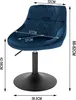 A blue bar stool with dimensions indicated by text and arrows. Náhľad obrázku produktu