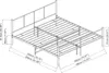 A technical drawing of a metal bed frame with dimensions. Voir les images du produit