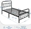 A diagram showing the dimensions of a black metal bed frame. Produktbild-Vorschau