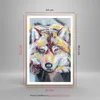 Gerahmtes Poster - Rahmen in heller Eiche - Öl Wolf Hund - Produktbild-Vorschau 5