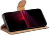A smartphone in a brown flip case, displayed on a white background. Náhled obrázku produktu