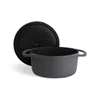 A gray cast iron pot with a black lid is shown against a white background. Produktbild-Vorschau