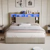 Moonbite bed met opbergruimte, 140x200 cm, linnen, beige, Productafbeelding-voorbeeld 3
