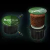 A comparison of a sealed coffee capsule and an opened one revealing the coffee grounds. Produktbild-Vorschau
