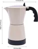 A cream-colored moka pot is shown against a white background, with dimensions indicated by text overlays. Náhled obrázku produktu