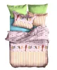 A top-down view of a neatly made bed with bedding and pillows. Produktbild-Vorschau