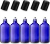 5x Blaue Glasflasche 100 ml Roll-On mit schwarzem Produktbild-Vorschau 1
