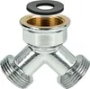 A chrome-plated brass Y-splitter with a black rubber washer. Produktbild-Vorschau