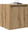 A wooden cube-shaped nightstand with a closed drawer, topped with a book and a coffee cup. Náhled obrázku produktu