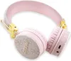 A pair of pink and beige Guess headphones with gold accents, shown from a slightly angled perspective on a white background. Produktbild-Vorschau