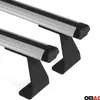 Two silver roof racks with black accents and black mounting brackets, shown from a diagonal angle against a white background. Náhľad obrázku produktu