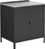 A black metal cabinet with a silver top, shown from a 3/4 angle. Produktbild-Vorschau