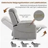 A light gray recliner chair is shown in a reclined position, with diagrams illustrating its functions and features. Náhľad obrázku produktu