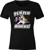 Damen T-Shirt Pew Pew Madafakas böses Einhorn Regenbogen Produktbild-Vorschau 2