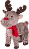 A plush reindeer toy with a red scarf and red nose. Podgląd zdjęcia produktu