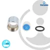 A product shot of faucet aerator components with a brand logo and a circular graphic. Produktbild-Vorschau