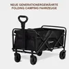 A black folding camping wagon is shown against a light gray background. Produktbild-Vorschau