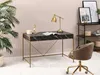 A modern home office setup with a black marble desk and gold accents. Voir les images du produit