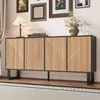 A modern sideboard with a wood-look finish and a black frame is displayed in a living room setting, adorned with decorative items on top and framed pictures on the wall. Anteprima dell’immagine prodotto