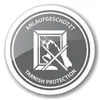 A circular badge with text and an icon indicating tarnish protection. Produktbild-Vorschau