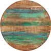 A circular tabletop made of reclaimed wood with painted stripes of blue and green. Náhľad obrázku produktu