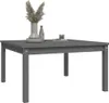 A gray wooden garden table with decorative items on top, isolated on a white background. Podgląd zdjęcia produktu