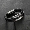 Herren Lederarmband Schwarz Edelstahl Magnetverschluss Produktbild-Vorschau 3