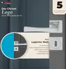 A close-up marketing image of a chrome door handle set, with text highlighting its features and warranty. Produktbild-Vorschau