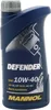 A blue bottle of Mannol Defender 10W-40 semi-synthetic engine oil against a white background. Produktbild-Vorschau