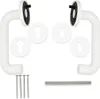 A set of white door handles with mounting hardware on a white background. Produktbild-Vorschau