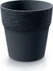 A dark gray plastic plant pot is shown against a white background. Podgląd zdjęcia produktu