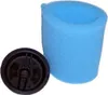 A blue foam filter and a black plastic cap are shown against a white background. Produktbild-Vorschau