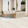 10-tlg. Garten-Sofagarnitur mit Kissen Beige Poly Rattan Produktbild-Vorschau 2