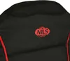 A close-up view of a black camping chair with red trim and a red logo. Náhled obrázku produktu