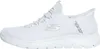 A side view of a white Skechers slip-on sneaker against a white background. Produktbild-Vorschau